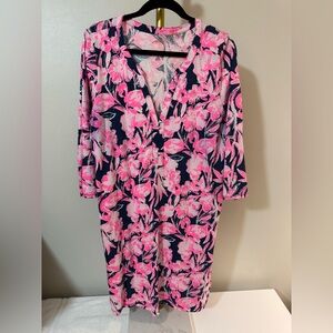 Lilly Pulitzer Vibrant Pink and Navy Floral Dress